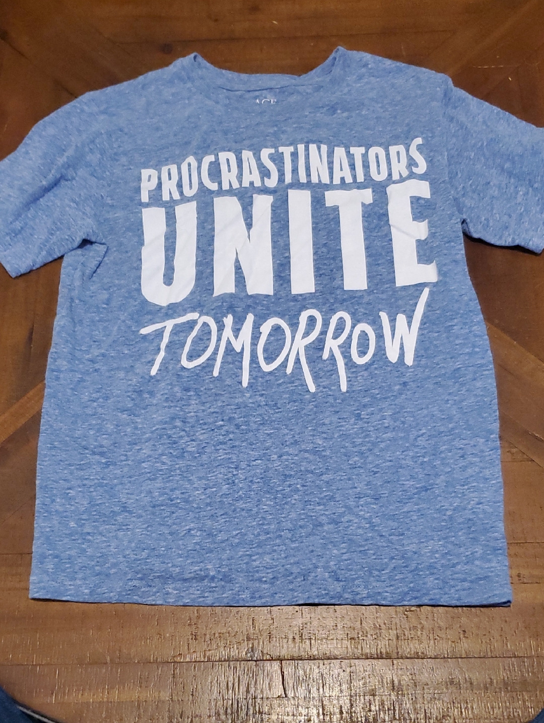 Place Heather Blue 'Procrastinators Unite Tomorrow' Graphic Tee
